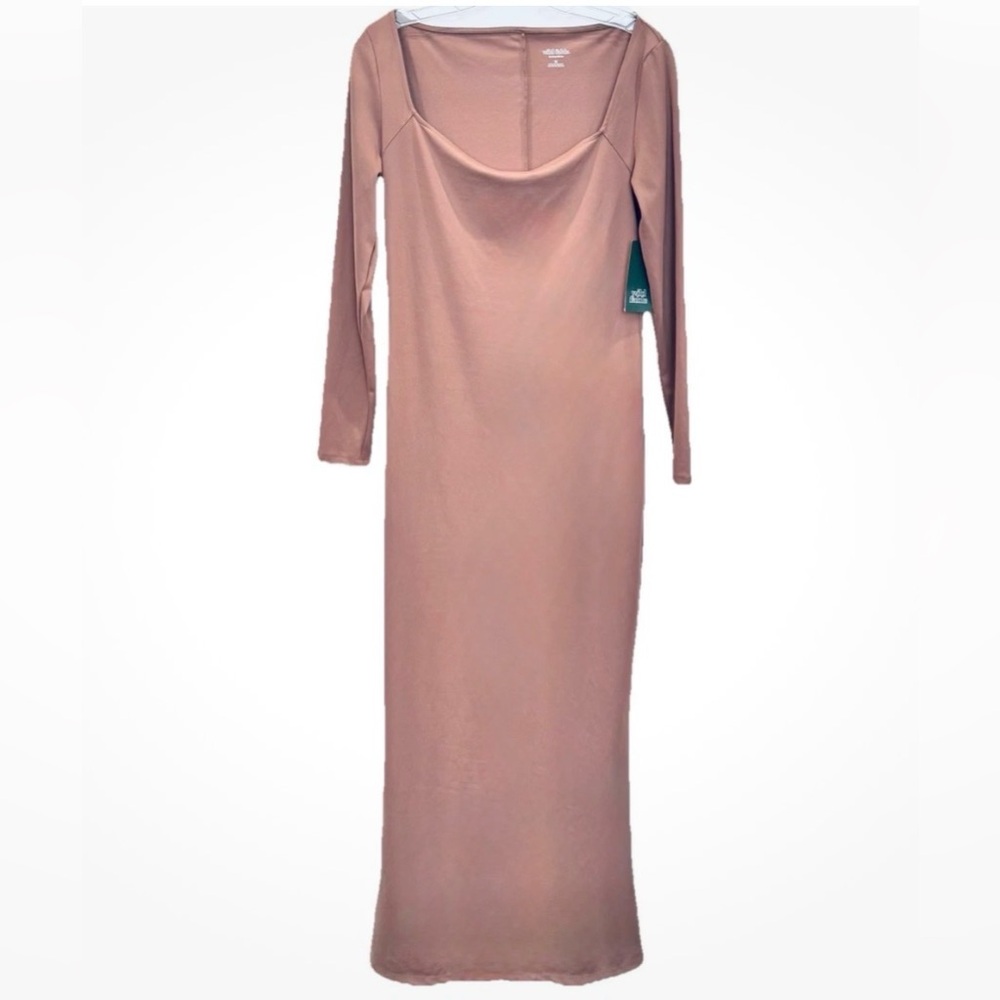 Wild Fable Women's Long Sleeve Taupe ButterBliss Maxi Bodycon Dress Size M NWT!